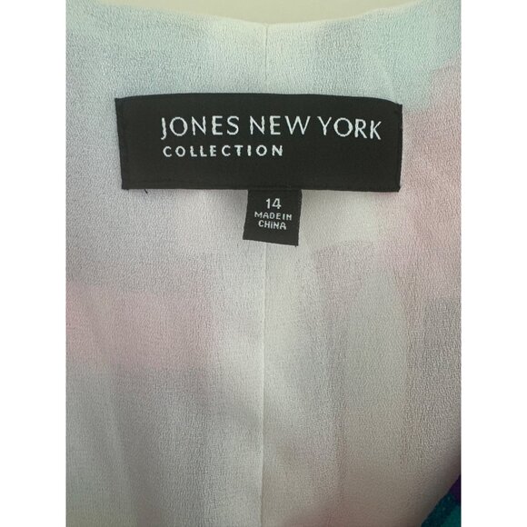 Jones New York Multi-Color Vibrant Silk Sleeveless Dress Size 14 Summer Wedding - Picture 6 of 8